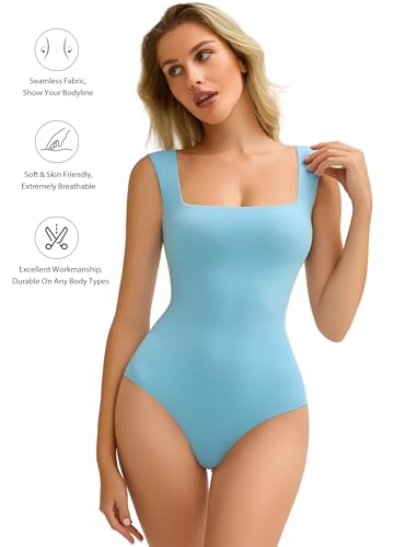 Image of Avidlove Bodysuits for Women Square Neck Body Suit Double Lined Tank Top Bodysuit Soft
