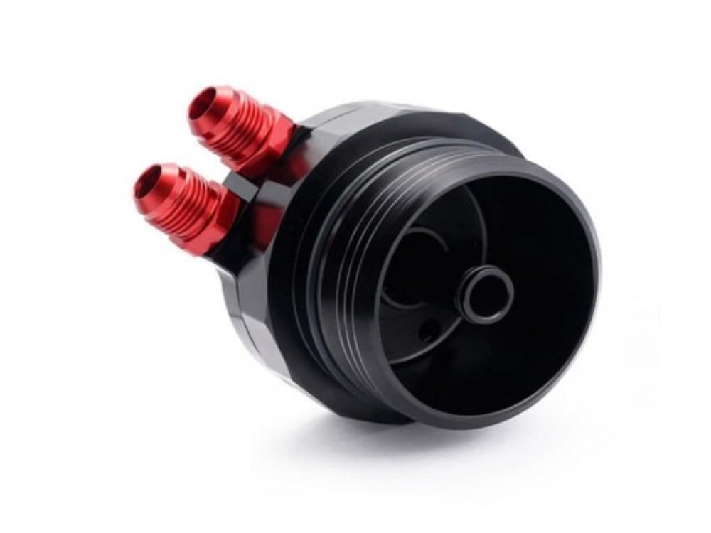 Tappo filtro dell'olio adattatore refrigeratore olio billet alluminio nero anodizzato olio Dash10 AN10 fino a 150 PSI testato compatibile con VW Audi Porsche 3.0l TDI EHVP EA897 10100108
