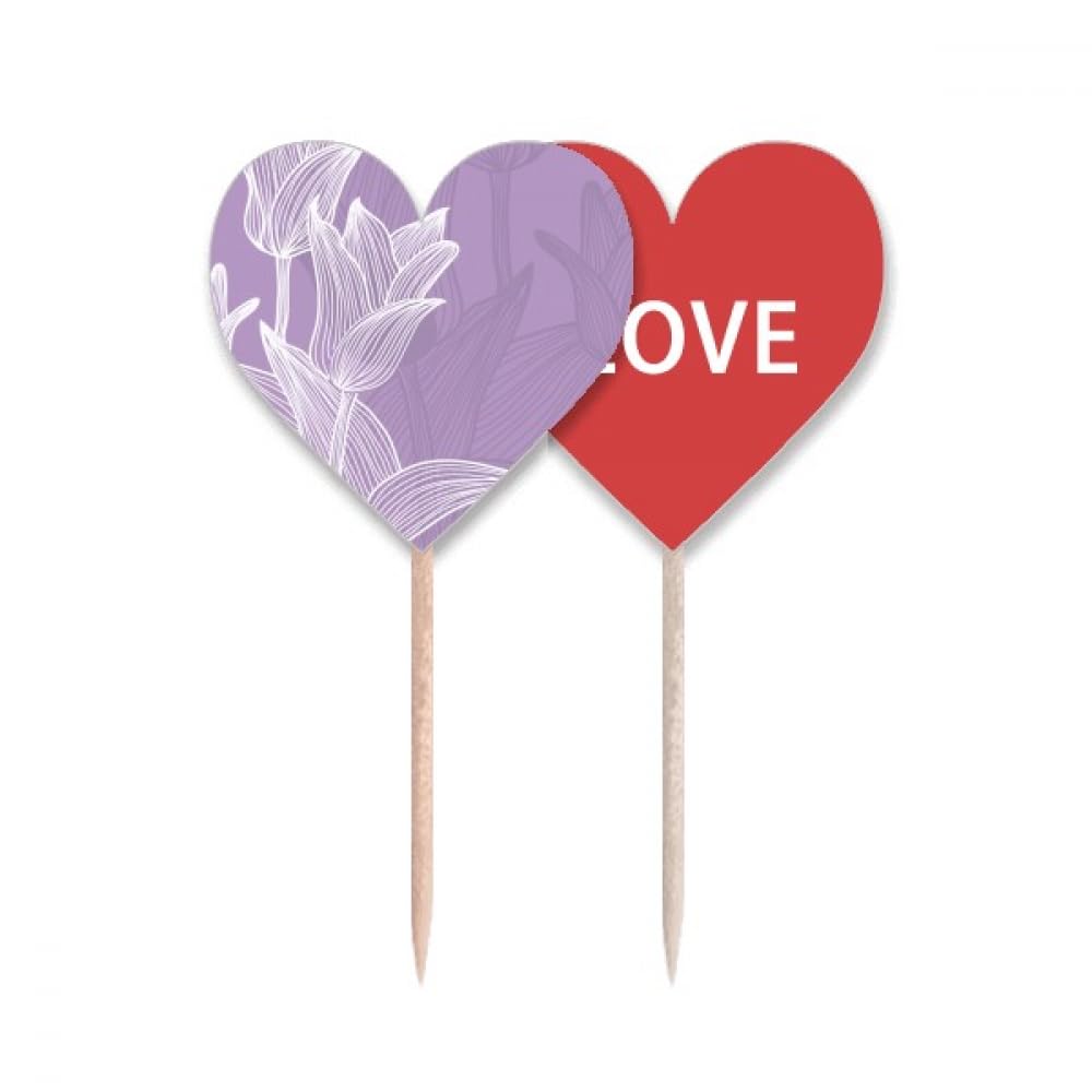 Étiquette cupcake amour cœur et cure-dents fleur pour décoration table