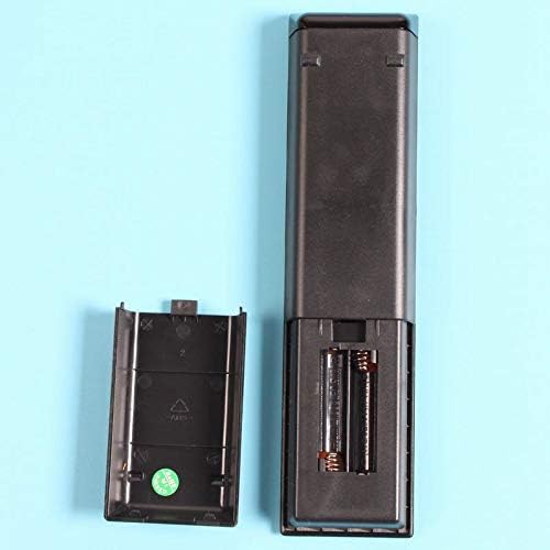 Back of the Kqcibz remote control with the battery compartment open, showing slots for two AAA batteries.