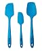 Strut Living Silicone Spatula-Set of 3-Easy Clean One Piece Design-Steel Core-Flexible Heads-Large Blue-No Hassle Life Time Guarantee!