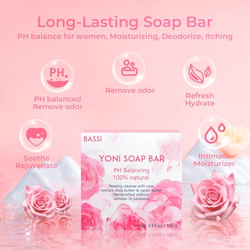 Image of Yoni Soap Bars & Natural Yoni Oil Set, Natural Yoni Oil Vaginal Wash for Women Feminine Wash Vaginial Deodorants pH Balance, Eliminates Odor, Feminine Oil 30ml /1 oz, 2Pcs 3.53 oz Vaginal Care Soap