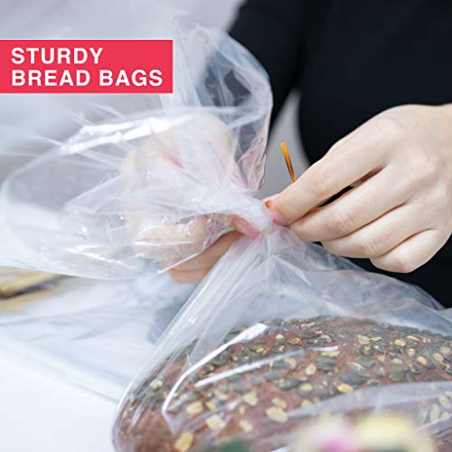Bread Bags With Ties, Reusable, 50 Clear Bags And 50 Ties, Bread Bag For Homemade Bread And Bakery Loaf Adjustable Reusable #TOP7