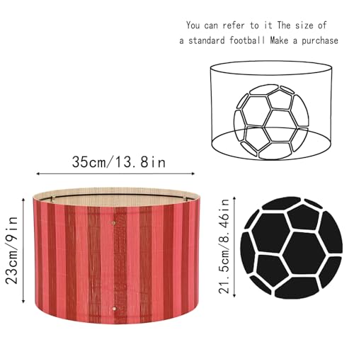 Image of Pendant Lamp Shade, Translucent Bamboo Made, 13.8x9 Inch, Modern Minimalist Style for Living Room, Bedroom (Red Stripe)