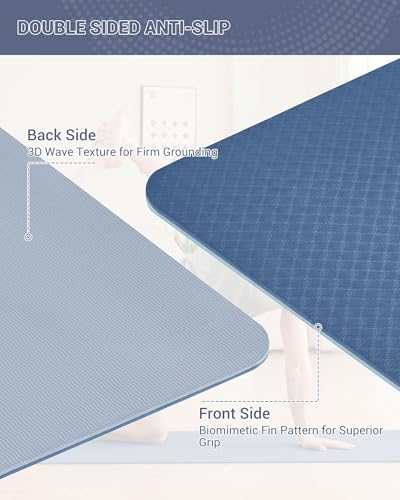Good Nite Gymnastiekmat, yogamat, fitnessmat, antislip, trainingsmat, sport, turn, pilates, mat, vloerturnmat met draagriem, 183 x 61 x 0,6 cm (marine/blauw) - Afbeelding 5