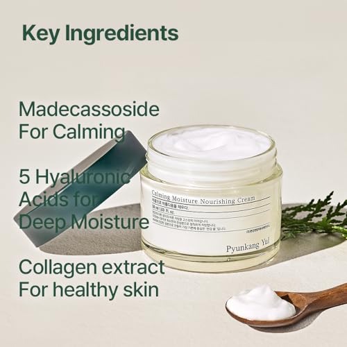 Image of Pyunkang Yul PKY Calming Moisture Nourishing Cream Instantly Soothes Sensitive Skin, Face Moisturizer for Healthy Skin Vitality with Collagen, Vegan, Korean Skincare (1.69 Fl. Oz, 50ml)