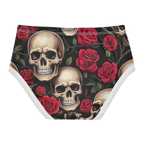 Vintage Skulls Red Roses Girls Underwear Toddler 2t Cotton Little Girl Panties Colorful Briefs Underpants2