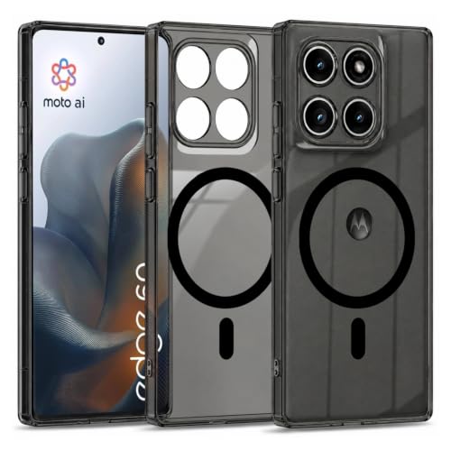 Image of Elzzi Anti Scratch Semi Translucent Cover for Moto Edge 60 Case, Premium PC + TPU Magnetic Phone Cases Drop Proof, Compatible with Magsafe Slim Never Yellowing Shockproof