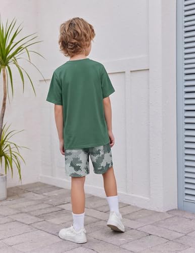 Image of Arshiner Boy's Textured Button Up Shirt and Shorts Set 2 Piece Summer Beach Outfit for 5~12 Years Kids