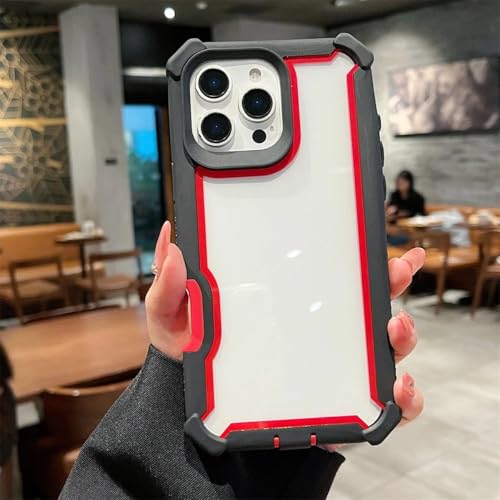 Coque iPhone 13 Pro Max double couche antichoc de luxe et durable noire et rouge