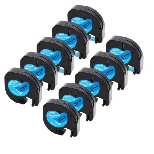 10pkvX`bNxe[v12mm x 4mxv^[fLT-100h LT-100T XRƌ݊܂91201 91202 12267 91200 91203 91204 91205(10PK Black on Blue)