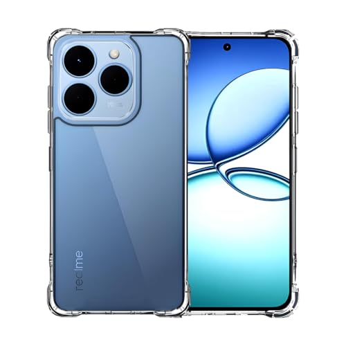 Image of Fashionury 3D Raised Transparent Crystal Clear Back Cover for Realme 15T 5G | Shockproof Design | Anti-Slip Grip | Camera Protection | 360 Degree Protection Mobile Case