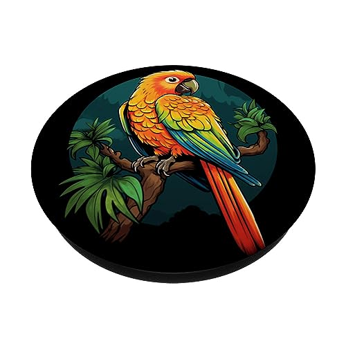 Sun Conure Parakeet Tropical Bird PopSockets Swappable PopGrip, Black - Image 2