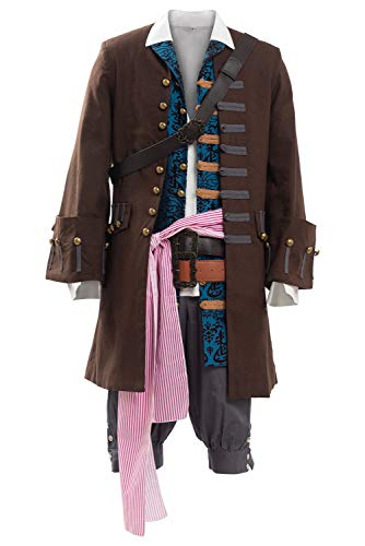 Cosplaysky Halloween Jack Sparrow Costume Pirates of The Caribbean 4 Cosplay Coat Large