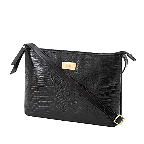 Bolsa Feminina Couro Transversal Mariart Lezard 2190 (Preto)