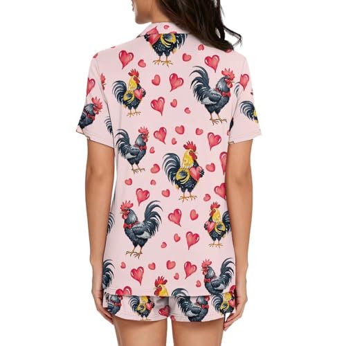 Image of Women's Short Sleeve Sleepwear Button 2 Piece Plus Size Pajamas Casual Soft Stretchy Funny Nightwear with Pockets
