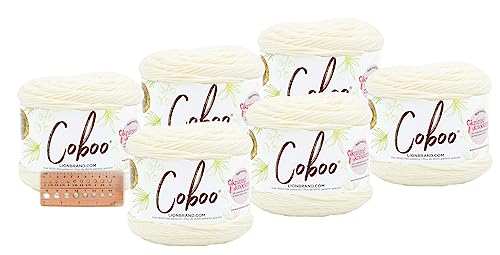 Lion Brand Yarn - Coboo 6 Pack with Needle Gauge (Vanilla Blossom)