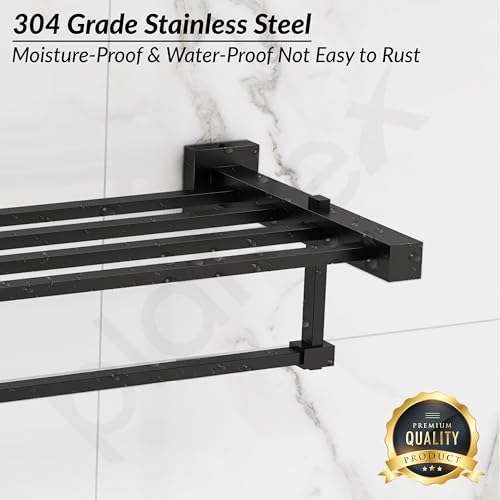 Image of Plantex 304 Grade Stainless Steel 24 inch Towel Rack /Towel Hanger for Bathroom /Towel Rod /Towel Bar /Bathroom Accessories - Splash (Black)