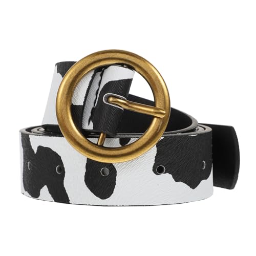 Fashion Women Waist Strap Imitation Leather Cow Print Belt Ethnic Style Lightweight Dress Accessory for Jeans and Trousers