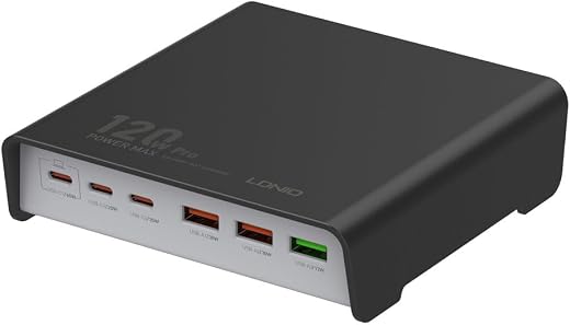 T Teclusive 120W Type C Super Fast Charging 6 Ports Charger Compatible for iPhone 15 14 13 12 Pro Max Series/Galaxy S23 S2...