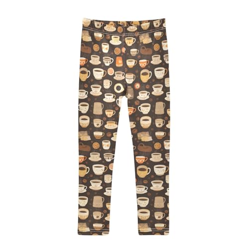 KLL Coffee Vintage Toddler Girl Athletic Leggings Soft High Waisted Lounge Pants Gym