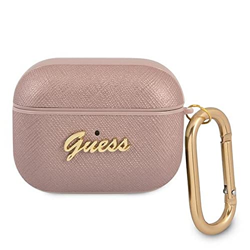 Guess GUAPSASMP Étui pour AirPods Pro Rose Saffiano Script Metal Collection