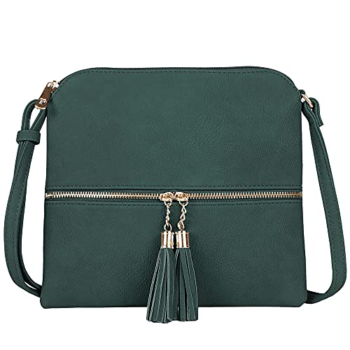 Image of SG SUGU Lightweight Medium Crossbody Bag Shoulder Bag with Tassel and Zipper Pocket