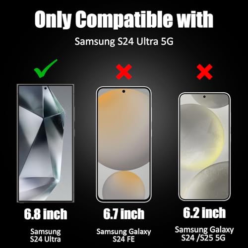Image of AIBEX Military-Grade Tempered Glass Screen Protector Compatible for Samsung S24 Ultra with Case Friendly, Anti-scratch Edge to Edge Coverage and Easy Installation kit