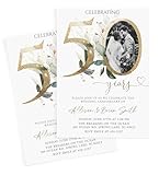 All Ewired Up 50th Anniversary Invitations and Envelopes, Photo Image Greenery, Elegant and Modern Golden Wedding Invites, Script, Personalized