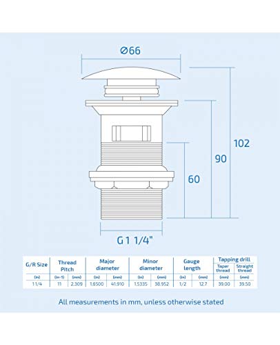 Chrome Slotted Basin Sink Waste Modern Pop Up Click Clack Plug with Overflow