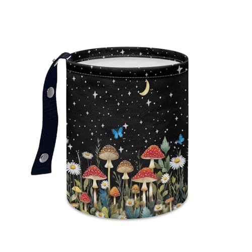 Image of Collapsible Mushroom Butterfly Daisy Trash Can - Accessories for Cars, Camping & Family Gatherings, Easy to Clean, Waterproof