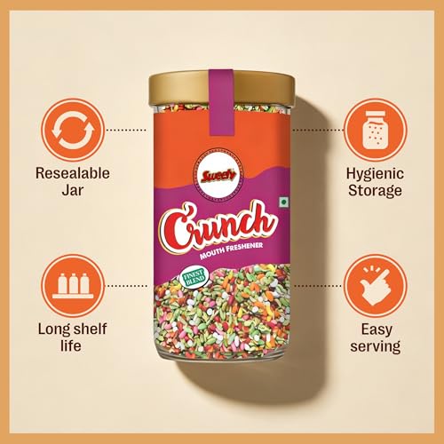 Image of Sweety Crunch Mouth Freshener (170g) | Premium Shahi Mukhwas with Dates, Silver Leaf & Rose Petals | Traditional Digestive After-Meal Refreshment