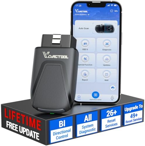OBD2 Diagnosegerät Bluetooth VDIAGTOOL D200, Alle Systeme Diagnosegerät Auto 26+ Resets & Aktiver Test, Lebenslange Updates Auslesegerät Auto, iOS & Android, KI-Assistent, FCA CAN-