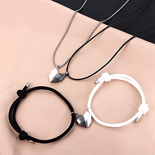 Thunaraz Two Souls One Heart Matching Necklaces Bracelets For Couples Creative Wishing Stone Necklaces Pandent Braided Rope Bracelets Mutual Attraction Friendship Couples Jewelry #TOP5