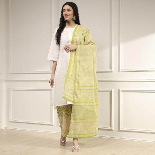 Image of BIBA Women Cotton Straight Printed Suit Set