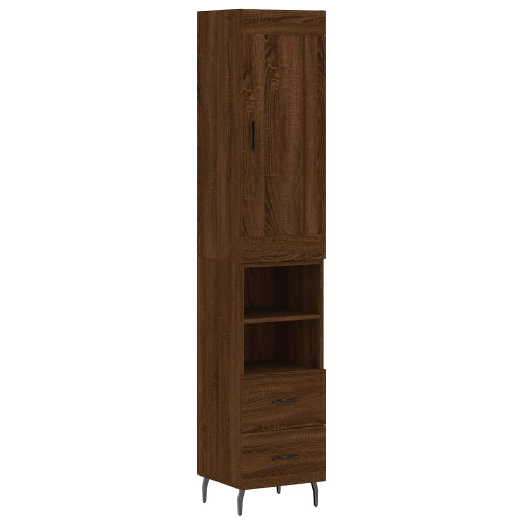 Möbel Wohnaccessoire Highboard Braun Eiche 34,5 x 34 x 180 cm Bauholz