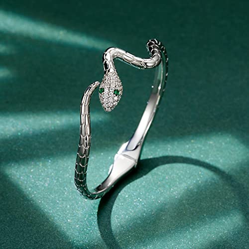 Snake Bracelets Adjustable Snake Bracelet Open Bangle Cuff Bracelet Silver Serpent Wrap Bypass Bracelet Silver Gold Bracelets For Women Girls (Silver) #TOP1