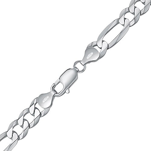 FIGARO - Cadena de eslabones para hombre, plata 925, 9 mm (50)