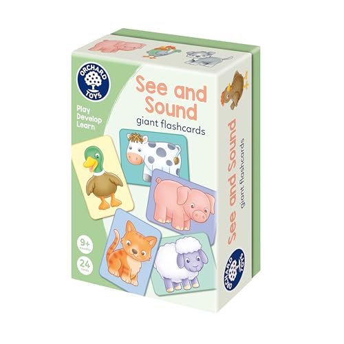 Orchard Toys See and Sound Giant Flashcards for Babies and Toddlers 9 months+ Educational Animal Farm Activity and Learning Game