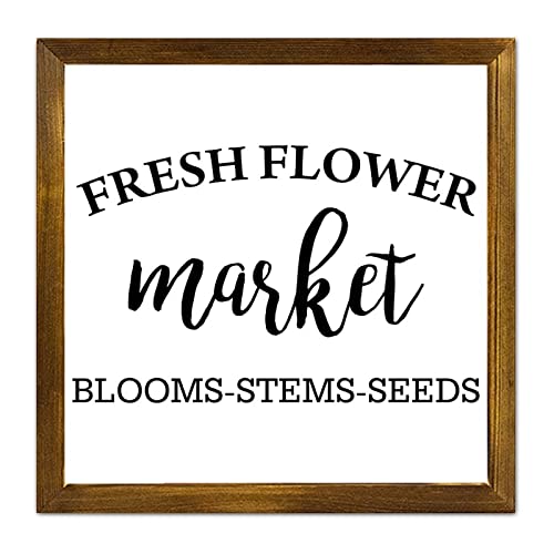 Panneau mural en bois Fresh Flower Market style rustique 30x30 cm