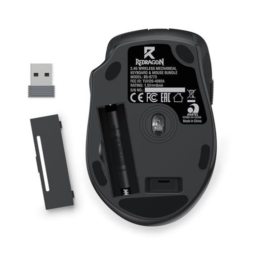 BS8773 Tastiera e mouse da gioco wireless Combo, 78 tasti, 2,4 GHz, tastiera meccanica con interruttori marroni, design sottile e compatto Retroilluminazione blu, mouse 2400 DPI - Tastiera gaming - Immagine 3