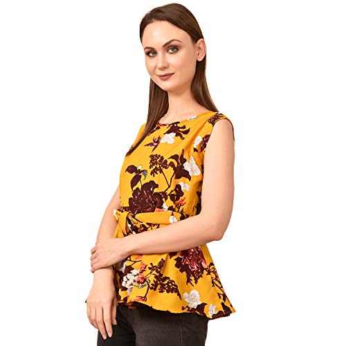 Image of Women's Sleeveless Peplum Top with Waist Tie Belt