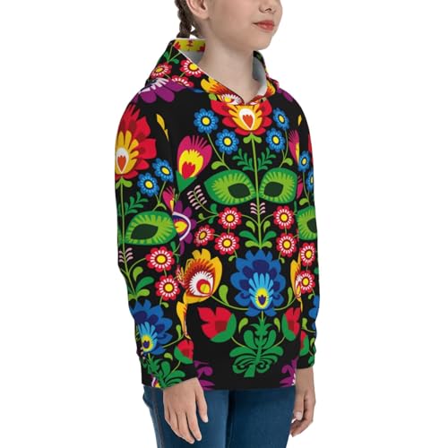 Traditional Floral Polish Kids Pullover Hoodies Boys Sweatshirts Girls Athletic Clothes with Pocket3