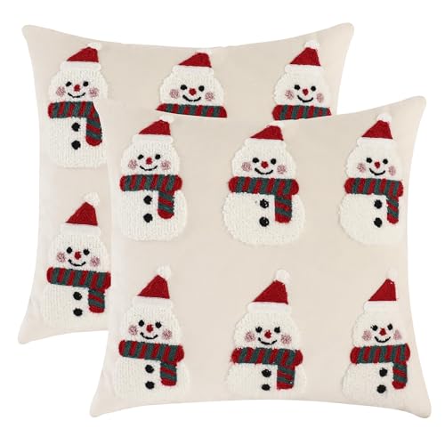 Tosleo 2er Set Weihnachten Samt Kissenbezüge 45 x 45 cm Dekorative...