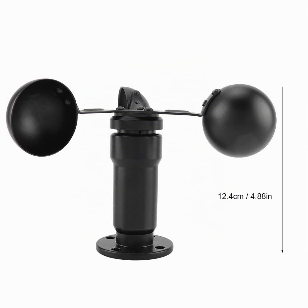 Anemómetro de 3 Tazas, Sensor de Velocidad del Viento, Aleación de Aluminio, Salida 0-10V, 12-24V DC, Negro, 12.4cm, para Estación Meteorológica