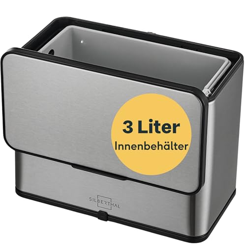SILBERTHAL Biomülleimer Küche 3L – Edelstahl – Mit Deckel...