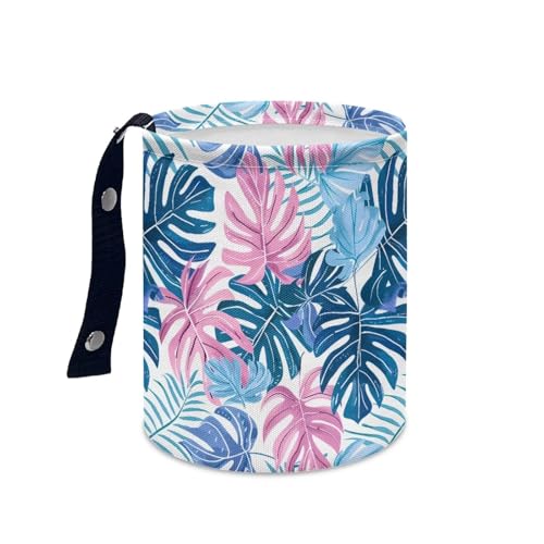 Image of Pink Blue Palm Car Garbage Can Mini Car Trash Bin Car Organizer Car Storage Bag Waterproof Portable Men Accessories Car Decor