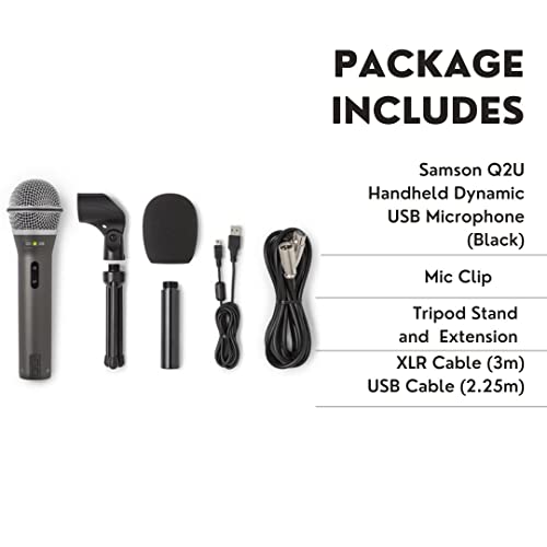 Samson Q2U Handheld Dynamic Usb Microphone Recording And Podcasting Pack (Black) #TOP6