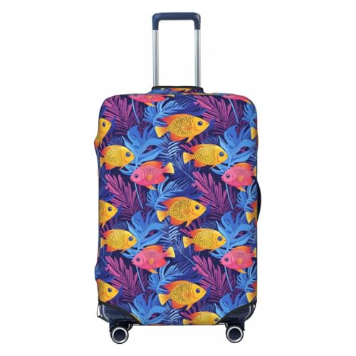 Colorful Tropical Fish Elastic Travel Luggage Covers Dustproof Scratch-Resistant Suitcase Protector Fit 22-24 Inch