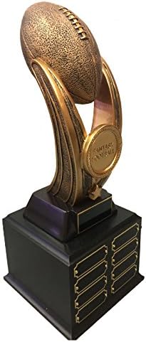 SHOP AWARDS AND GIFTS Customizable 16-1/2 Inch Antique Gold Resin Finish Perpetual Fantasy Football Trophy, Includes Personalization